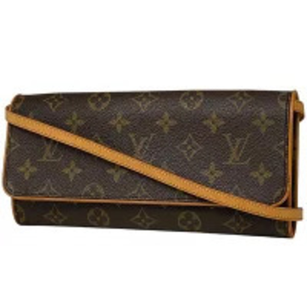 Louis Vuitton Pochette Twin Clutch Bag Shoulder Monogram Brown